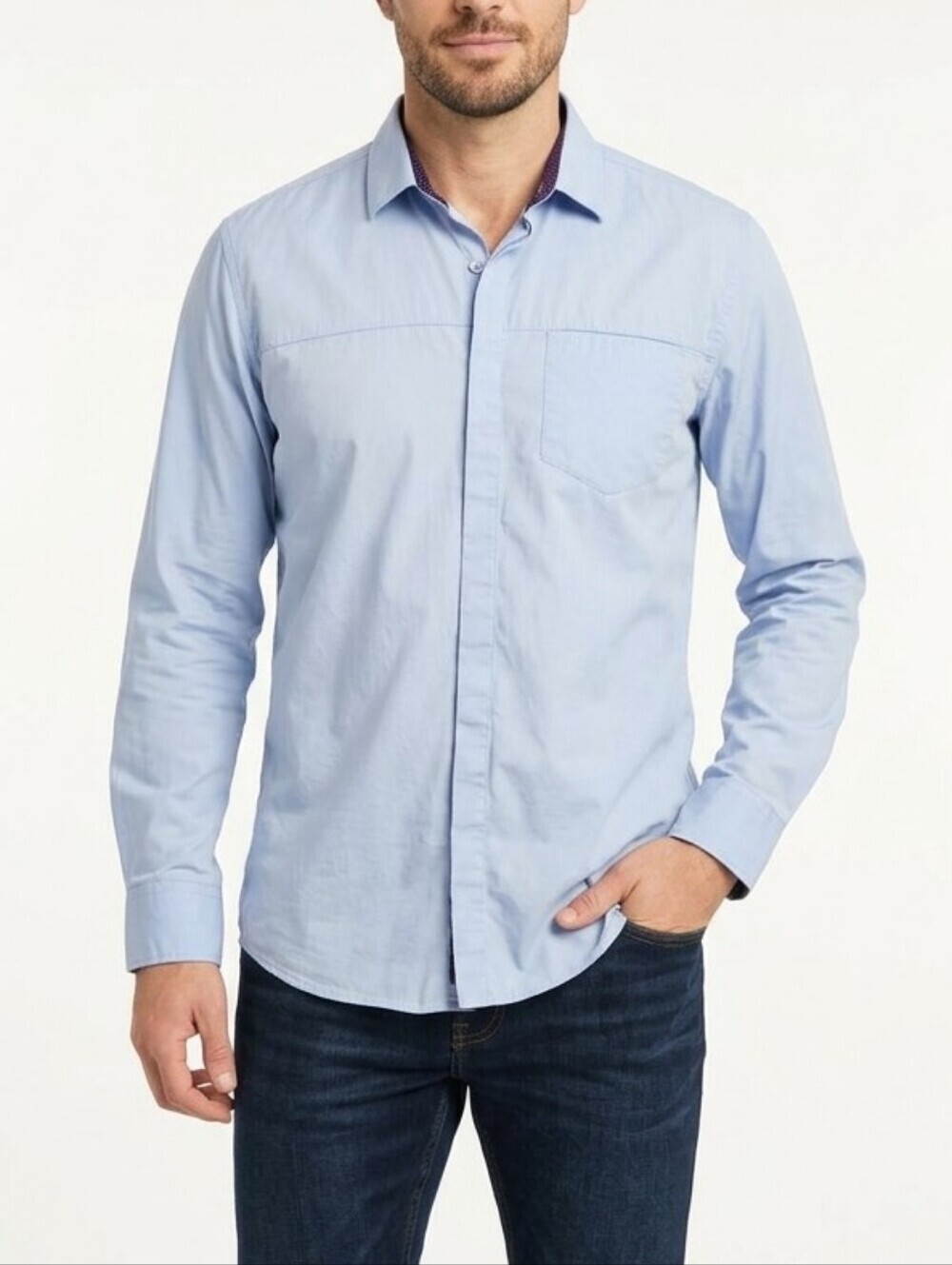 RW&Co Fitted Blue Button Down Shirt